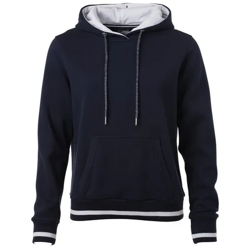 James & Nicholson (Daiber) Dámská mikina s kapucí Club JN777 - Tmavě modrá / bílá | L