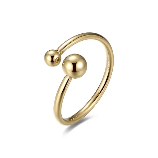 S'Agapõ Minimalistický pozlacený otevřený prsten z oceli Click SCK145