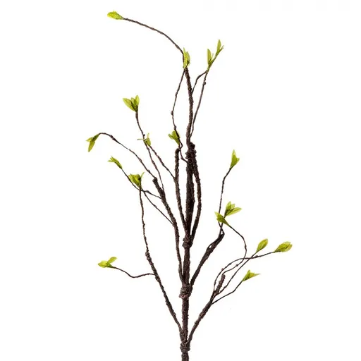 Dekorace hnědá větvička se zelenými lístky - 28*8*130 cm 5PL0185