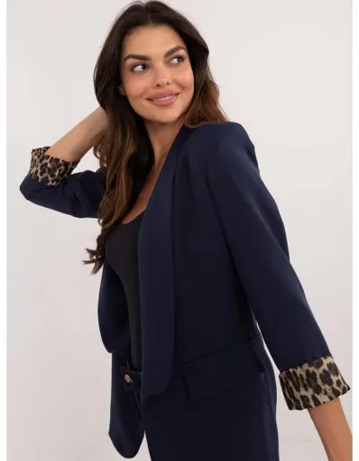 Dámská bunda s podšívkou se zvířecím vzorem námořnicky modrá