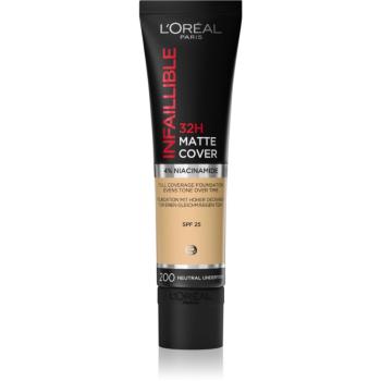 L’Oréal Paris Infallible 32H Matte Cover dlouhotrvající matující make-up SPF 25 odstín 200 (Neutral Undertone) 30 ml