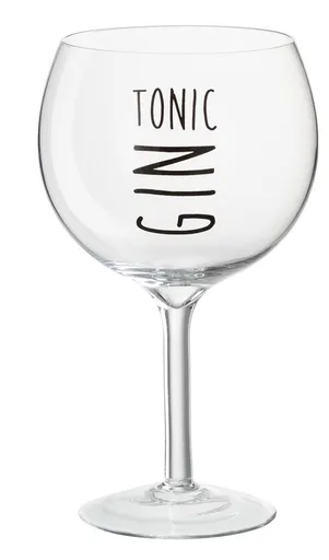 Sklenička s černým nápisem Gin Tonic - Ø12*22cm/880ml J-Line by Jolipa