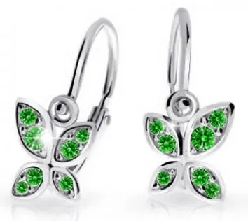 Cutie Jewellery Dětské náušnice z bílého zlata Motýlci C2259-10-X-2 zelená