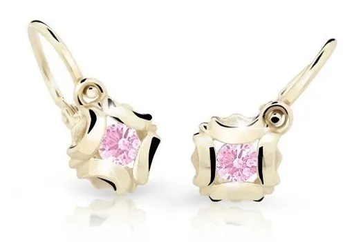 Cutie Jewellery Slušivé dětské náušnice ze žlutého zlata C2216-10-X-1 růžová