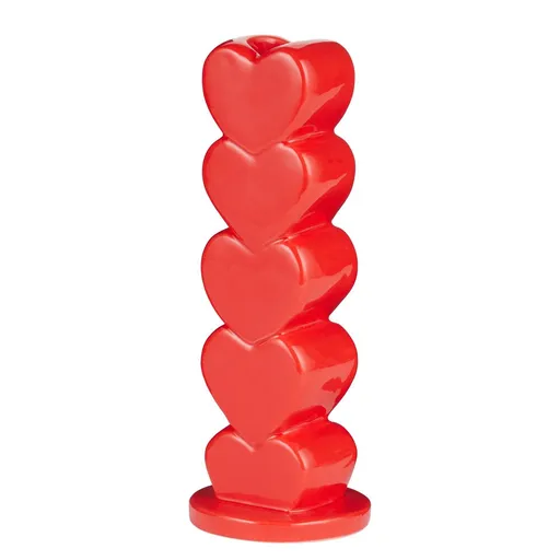 HEARTS Svícen na dlouhou svíčku 19 cm - čevená