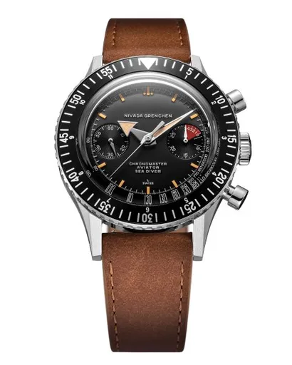 Nivada Grenchen Chronomaster Broad Arrow 41mm - Brown Leather
