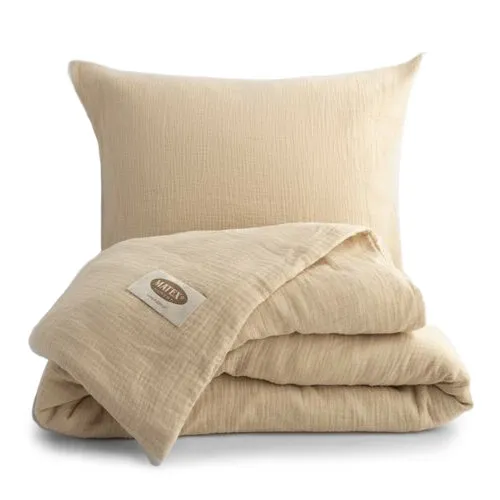 MATEX Mušelínové povlečení světle hnědá, 140 x 200 cm, 70 x 90 cm