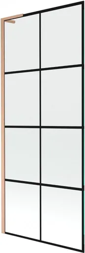 MEXEN/S Next L vanová zástěna FIX 80 x 150, černá vzor,  měď kartáčovaná 895-080-000-03-77-65