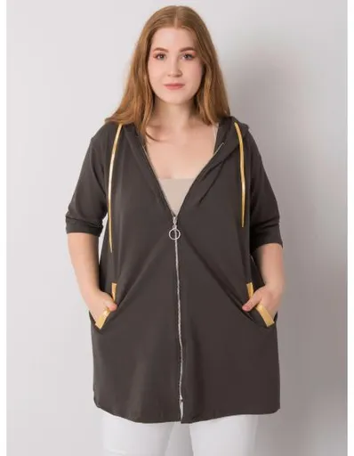 Dámská mikina na zip plus size LOUNES khaki