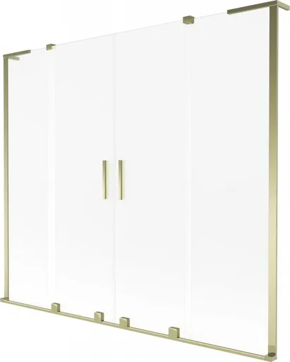 MEXEN/S Velar L Duo dvoukřídlá posuvná vanová zástěna 170 x 150, dekor, zlatá 896-170-003-32-50