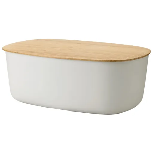Chlebník BOX-IT 34 cm, světle šedá, plast / bambus, RIG-TIG