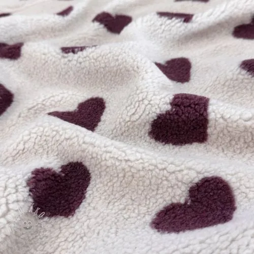 Kabátovina TEDDY JACQUARD Hearts rouge