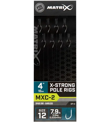 Matrix návazec mxc-2 x-strong pole rig barbless 10 cm - size 12 0,20 mm
