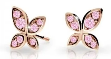 Cutie Jewellery Dětské náušnice z růžového zlata Motýlci C2259-30-X-4 růžová