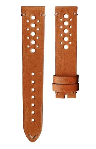 Kožený řemínek Biatec | Zlatohnědý Racing - 20 mm - Bez spony