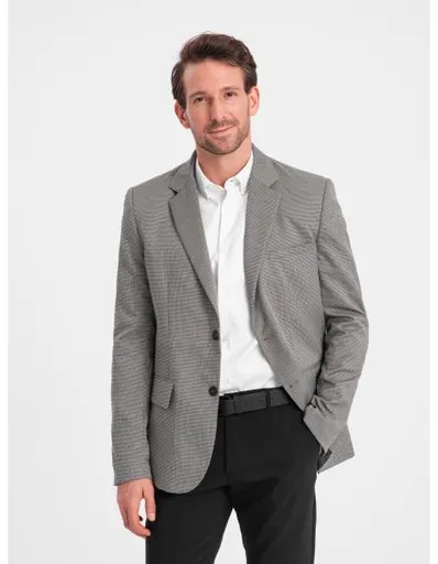 Pánské sako kostkované V2 OM-BLZB-0116 šedé