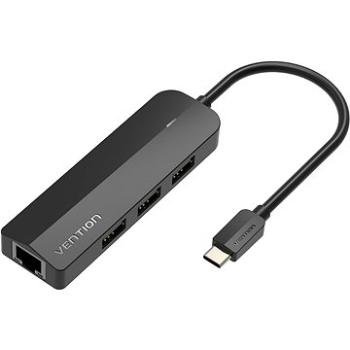 Vention Type-C (USB-C) to 3x USB 2.0 / RJ45 / Micro-B HUB 0.15M Black ABS Type (TGOBB)