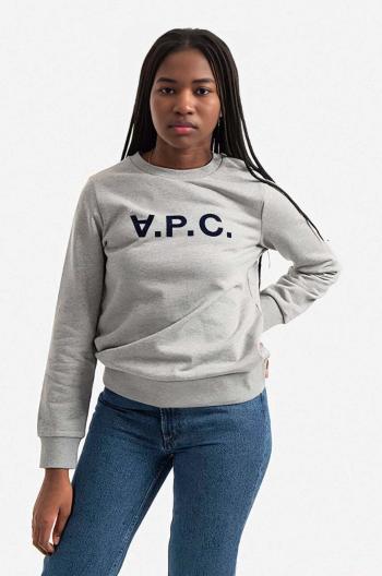 Bavlněná mikina A.P.C. Sweat Viva dámská, šedá barva, s potiskem