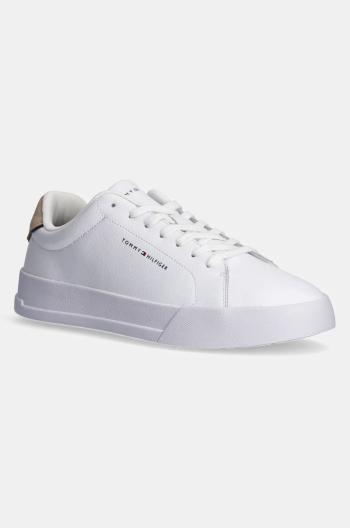 Kožené sneakers boty Tommy Hilfiger TH COURT LTH DETAIL ESS bílá barva, FM0FM05367