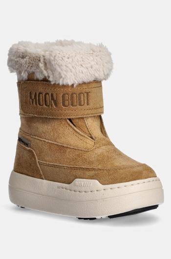 Dětské sněhule Moon Boot JR PARK STRAP BOOT SUEDE hnědá barva, 80D3440040