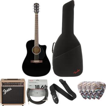 Fender CD-60SCE Dreadnought WN Deluxe SET Black Elektroakustická kytara Dreadnought