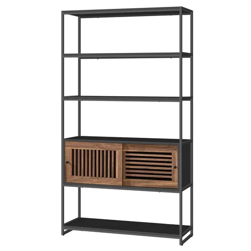 Regál E1121 BK, kov, černá