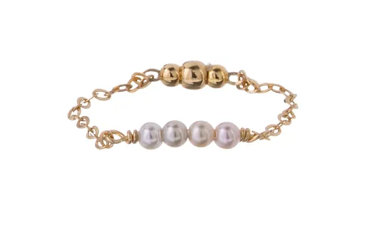 Alisia Řetízkový pozlacený prsten se syntetickými perlami AL5168.01.000.D 57 mm