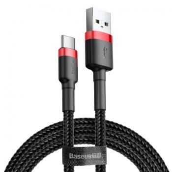 Baseus Cafule kábel USB / USB-C QC 3.0 2A 3m, čierny/červený (CATKLF-U91)