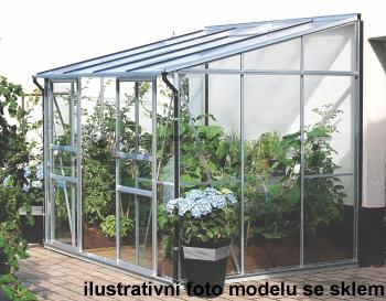 Skleník ke stěně VITAVIA IDA 5200 polykarbonát stříbrný Dekorhome Polykarbonát 6 mm