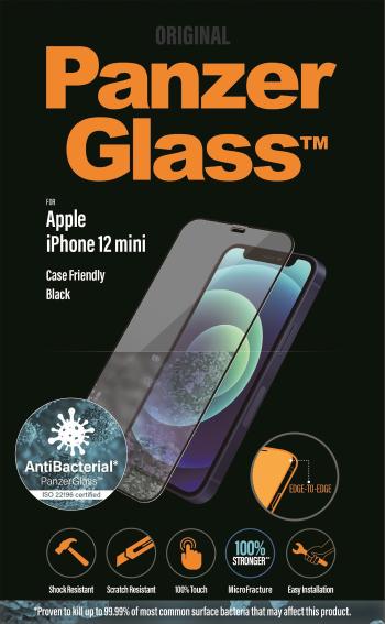 Üvegfólia PanzerGlass Edge-to-Edge Antibacterial Apple iPhone 12 Mini üvegfólia - fekete