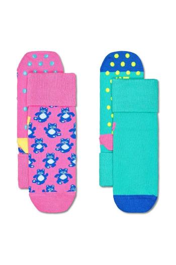 Dětské ponožky Happy Socks Kids Antislip 2-Pack Teddy Bear Socks 2-pack růžová barva, P001485