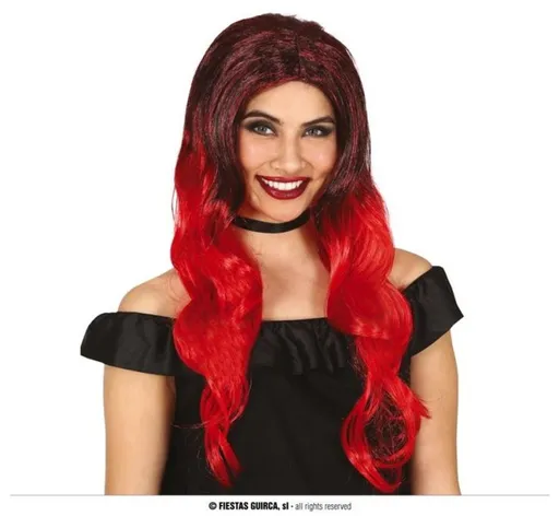 Paruka černo-červená dlouhá - GUIRCA