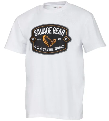 Savage gear tričko badge logo tee white - m