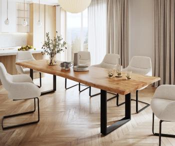 Jídelní stůl Edge 300x100 XL akácie přírodní kov černá