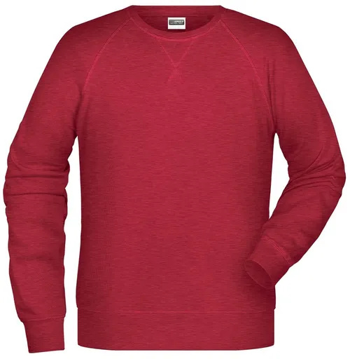 James & Nicholson (Daiber) Pánská mikina bez kapuce z biobavlny 8022 - Karmínový melír | M