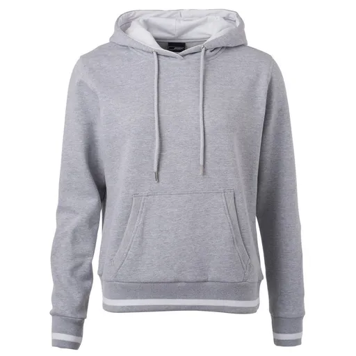James & Nicholson (Daiber) Dámská mikina s kapucí Club JN777 - Šedý melír / bílá | L