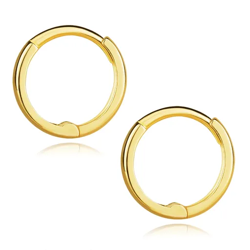 Náušnice ze žlutého 14K zlata - hladké kruhy, kloubové zapínání, 10 mm