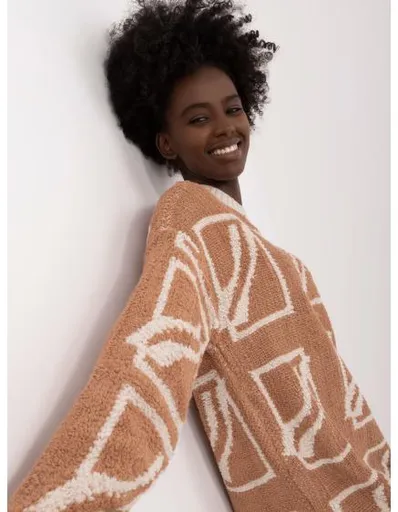 Dámský svetr s potisky oversize hnědé