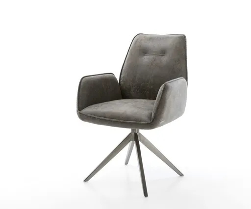 Otočná židle Zoa-Flex mikrovlákno šedá antický křížový rám