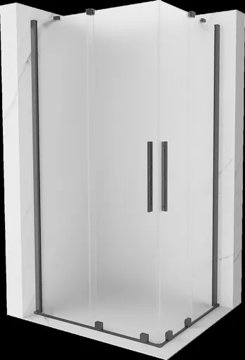 MEXEN/S Velar Duo sprchový kout, posuvné dveře 100 x 90, dekor, grafit kartáčovaná 871-100-090-32-66