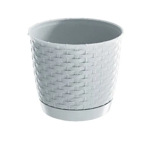 PROSPERPLAST - RATOLLA ROUND KVĚTINÁČ BÍLÝ s miskou 22 cm, 22 cm