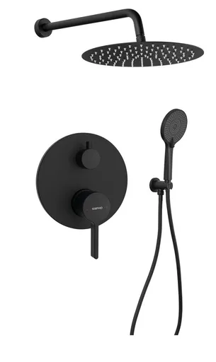 SAPHO ICONIC podomítkový sprchový set s pákovou baterií, 2 výstupy, vyústění, černá mat AF042B-01