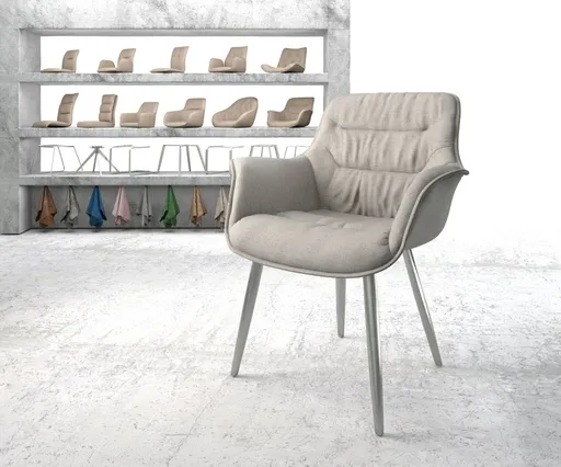 Jídelní židle Kaira-Flex světle šedá plochá tkanina zaoblená