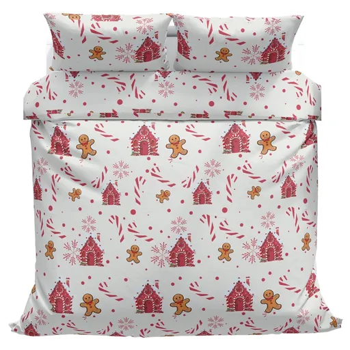 Povlečeme vše Bavlněné povlečení Domečky červené 140x200, 70x90 cm