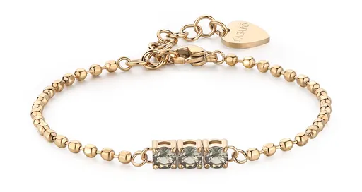 S'Agapõ Pozlacený kuličkový náramek se zelenými zirkony Dazzly SDZ26
