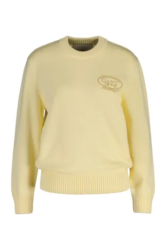SVETR GANT GRAPHIC COTTON C-NECK VANILLA YELLOW