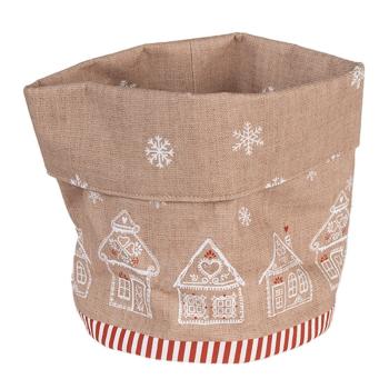 Košík na pečivo s perníkovými chaloupkami Gingerbread Bliss - Ø 15*16 cm GBB50