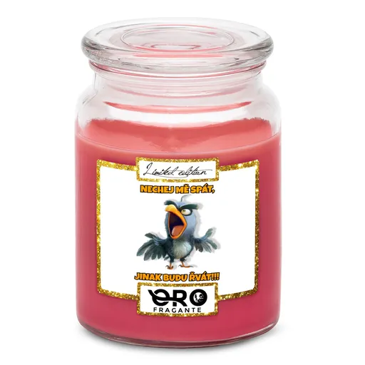 Svíčka Nech mě spát - papoušek (Vůně svíčky: Višně v čokoládě)