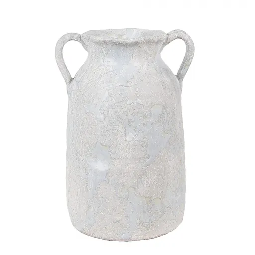 Šedá antik dekorační terakotová váza s oušky Teracci - 15*12*20 cm Clayre & Eef