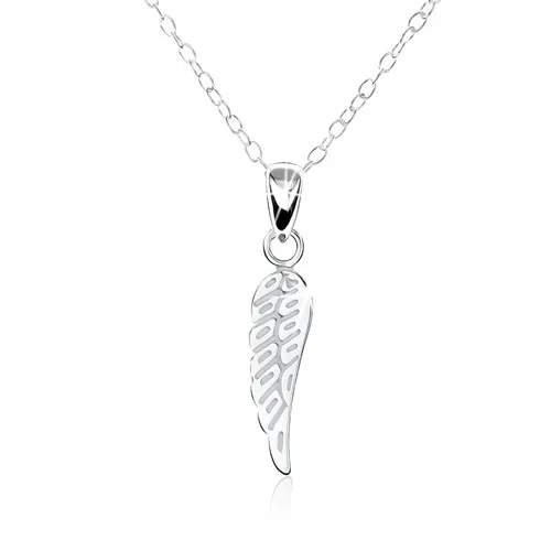 Stříbrný 925 náhrdelník - jemně gravírované ploché andělské křídlo
